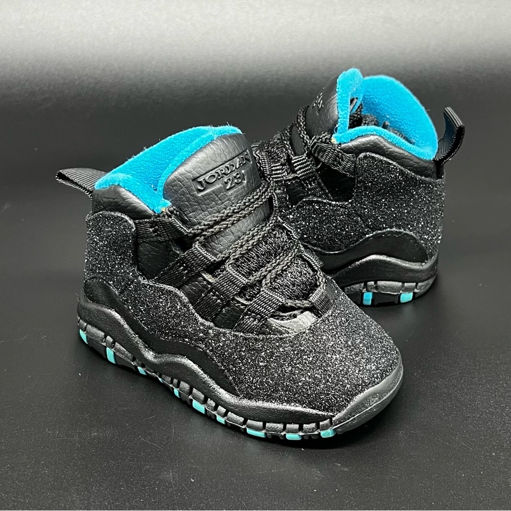 Jordan Air Jordan 10 unisex High Top Athletic Sneakers custom glitter US 4C - Picture 2 of 8